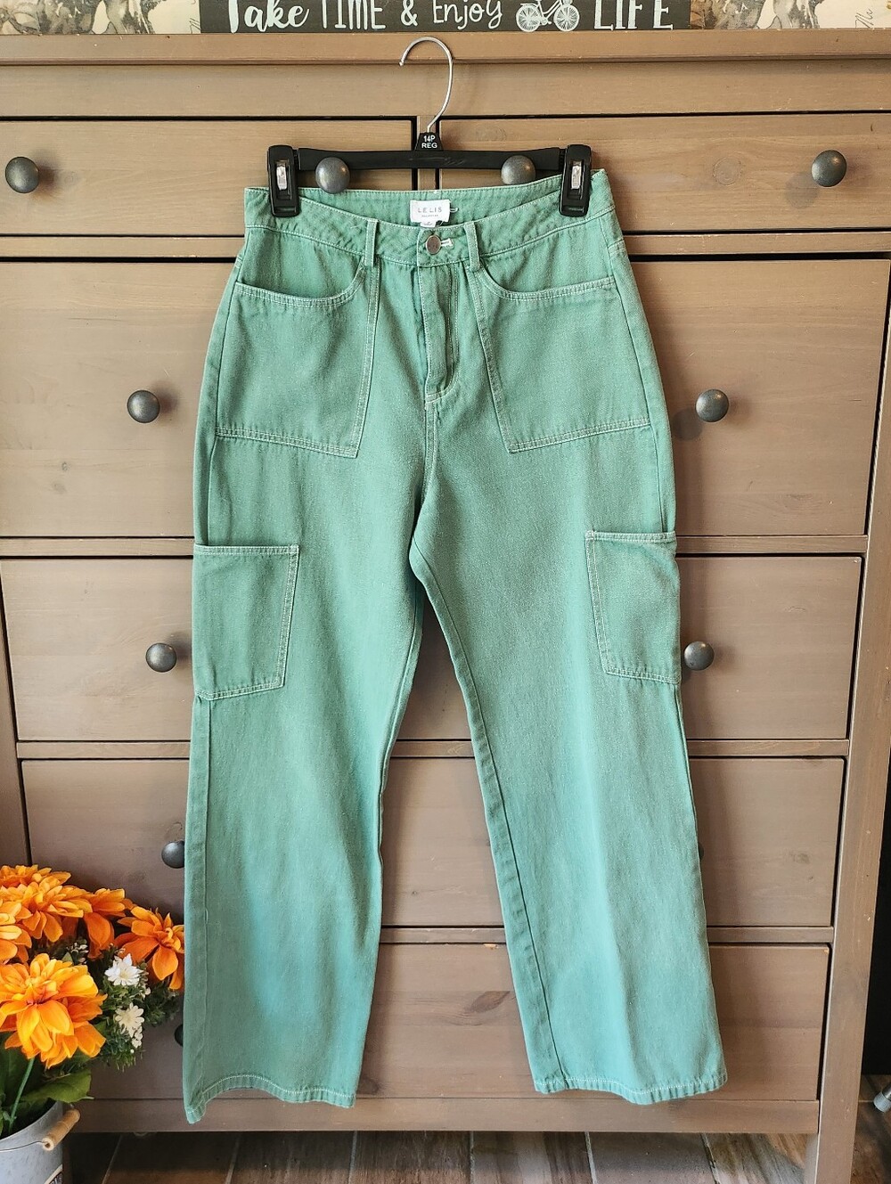 LE LIS Cargo Pants Sage Green